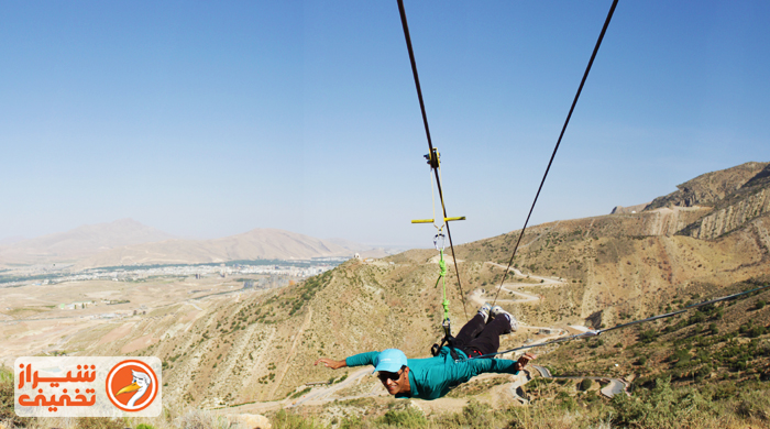 ویدئو : بزرگترین زیپ لاین کشور به طول ۱۲۰۰ متر در شیراز