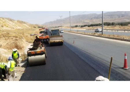 اجرای روکش آسفالت بزرگراه صدرا به باجگاه