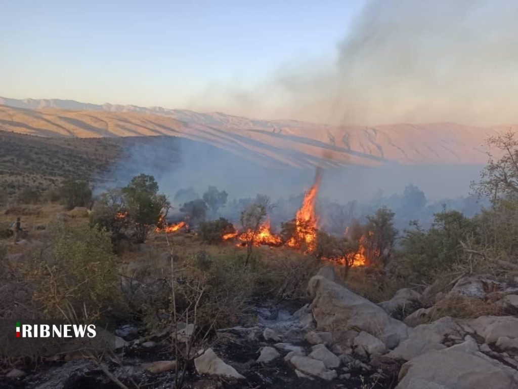 ارتفاعات روستای دشتک همچنان در محاصره آتش