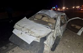 ۲ فوتی و ۲ مصدوم در واژگونی خودروی سواری در بزرگراه شیراز- اصفهان