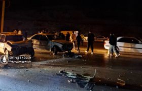 تصادف شاخ به شاخ چهار خودرو در جاده صدرا دو مصدوم برجای گذاشت